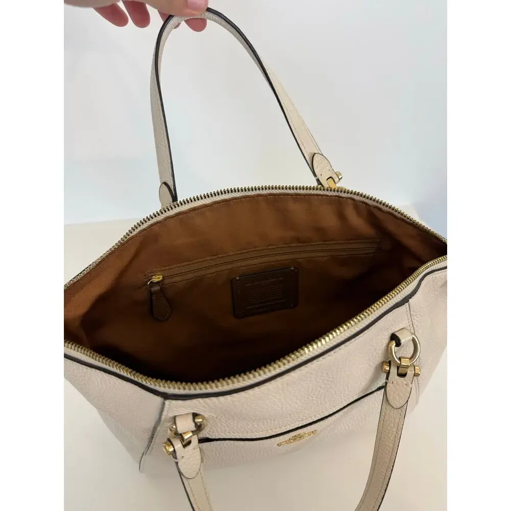 Coach Prairie Satchel Shoulder Crossbody Bag Polished Pebble Leather Chalk 79997